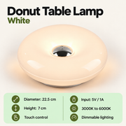 Dimmable Donut Table Lamp | Touch Control & 3 Light Tones