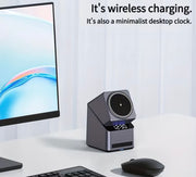4-in-1 Rotating Magnetic Wireless Charging Station with Digital Clock