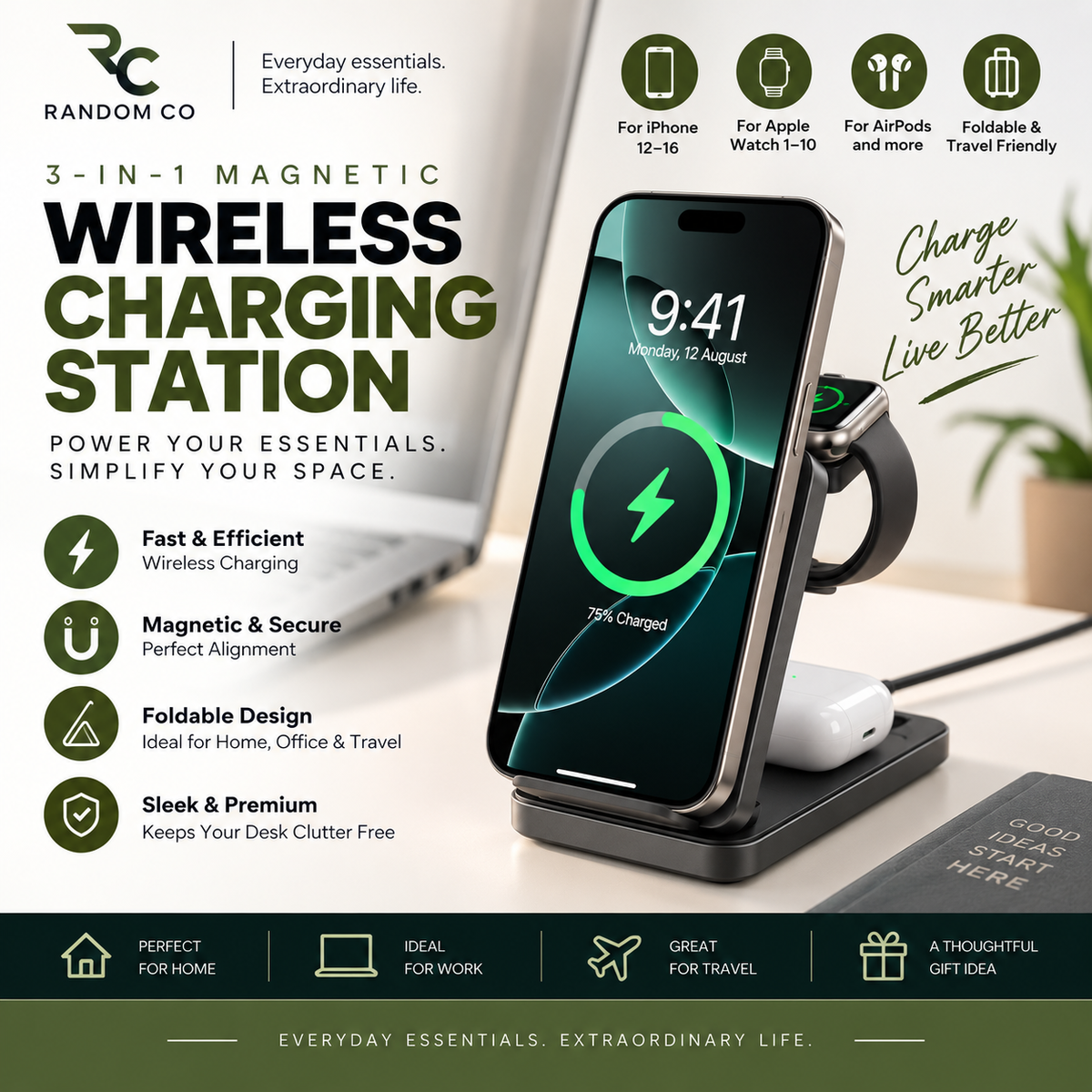 3-in-1 Magnetic Wireless Charging Station