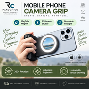 Magnetic Phone Camera Grip with LED Fill Light & Bluetooth Remote
